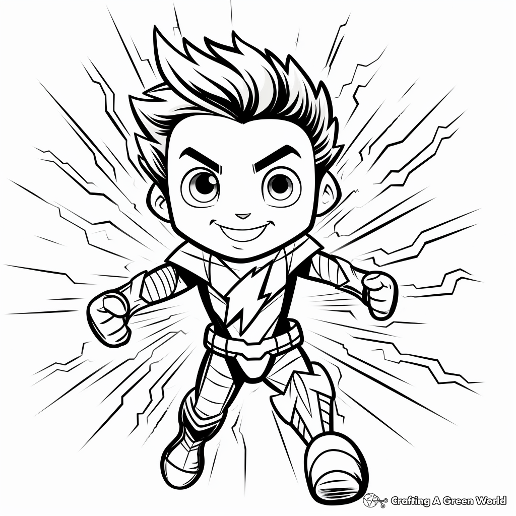 Kid-Friendly Superhero Lightning Bolt Coloring Pages 1