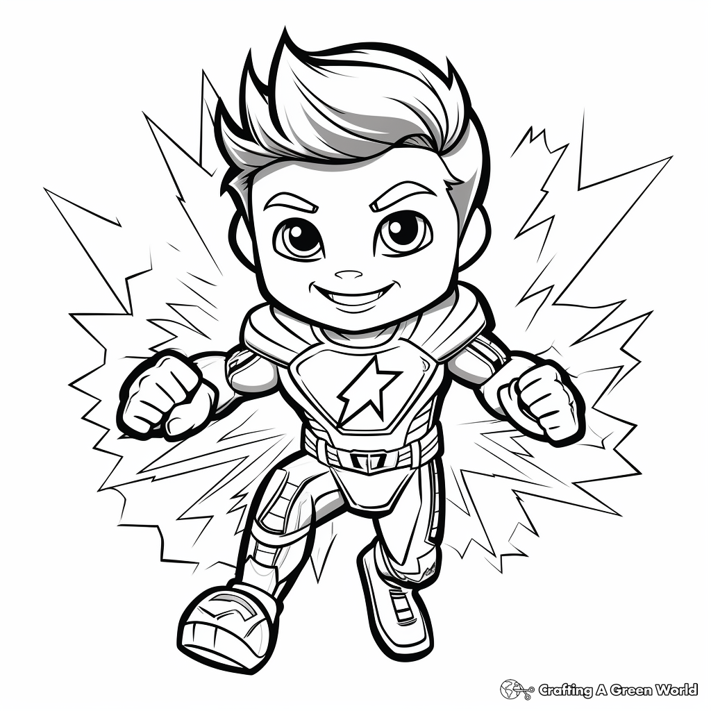 Kid-Friendly Superhero Lightning Bolt Coloring Pages 3