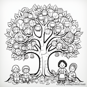 Kid-Friendly Thankful Tree Coloring Pages 3