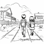 Kids Walking to School Coloring Sheets for Kids 1