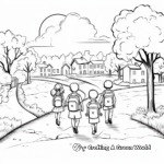 Kids Walking to School Coloring Sheets for Kids 3