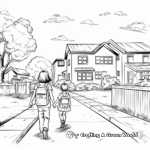 Kids Walking to School Coloring Sheets for Kids 4