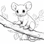 Kinkajou Hanging from Tree Branch Coloring Page 2