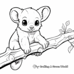 Kinkajou Hanging from Tree Branch Coloring Page 3