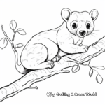 Kinkajou Hanging from Tree Branch Coloring Page 4