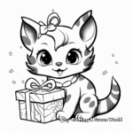 Kitten Playing in Christmas Wrapping Paper Coloring Pages 2