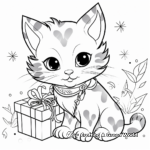 Kitten Playing in Christmas Wrapping Paper Coloring Pages 4