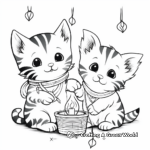 Kittens Playing with Christmas Lights Coloring Pages 1