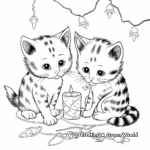 Kittens Playing with Christmas Lights Coloring Pages 4