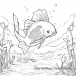 Koi Fish in Nature: Stream-Scene Coloring Pages 2