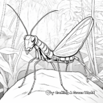 Leafy Surroundings: Praying Mantis Jungle Scene Coloring Pages 3