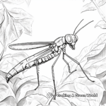 Leafy Surroundings: Praying Mantis Jungle Scene Coloring Pages 4