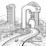 Letter C in architecture: City-Scene Coloring Pages 3