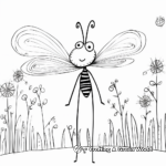 Lightning Bug with Nature Background Coloring Pages 1