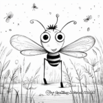 Lightning Bug with Nature Background Coloring Pages 2
