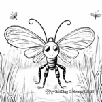 Lightning Bug with Nature Background Coloring Pages 3