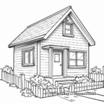 Line Art Tiny House Coloring Pages 1