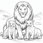 Lion Family Coloring Pages: Male, Female, and Cubs 1