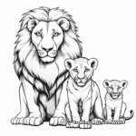 Lion Family Coloring Pages: Male, Female, and Cubs 3