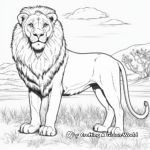 Lion in the Savanna: Scenic Coloring Pages 1