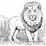 Lion in the Savanna: Scenic Coloring Pages 2