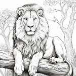 Lion on a Tree: Jungle-Scene Coloring Pages 3