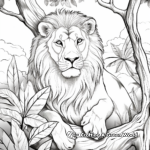 Lion on a Tree: Jungle-Scene Coloring Pages 4