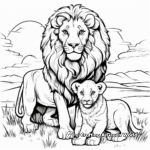 Lion, Lamb and the Sunset Coloring Pages 1