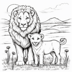 Lion, Lamb and the Sunset Coloring Pages 3