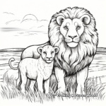 Lion, Lamb and the Sunset Coloring Pages 4