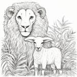 Lion, Lamb and Tropical Jungle Coloring Pages 2