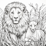 Lion, Lamb and Tropical Jungle Coloring Pages 4