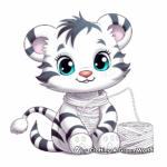 Little Tiger Playing with Yarn Coloring Pages 3