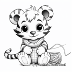 Little Tiger Playing with Yarn Coloring Pages 4