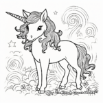 Little Unicorn under the Rainbow Coloring Pages 4