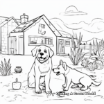 Lively St Bernard Play Scene Coloring Pages 1