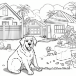 Lively St Bernard Play Scene Coloring Pages 4