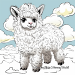 Llamacorn and Rainbow Clouds Coloring Pages 2