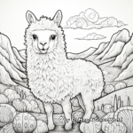Llamacorn in a Fantasy Land Coloring Pages 2