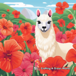 Llamacorn in a Flower Field Coloring Pages 2
