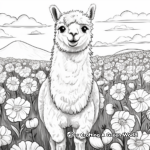 Llamacorn in a Flower Field Coloring Pages 3