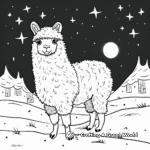 Llamacorn Under The Stars: Night Scene Coloring Pages 2