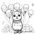 Llamacorn with Balloons: Birthday-Themed Coloring Pages 1
