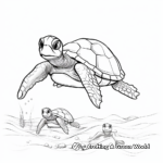 Loggerhead Turtle Family Coloring Pages: Male, Female, and Hatchlings 1