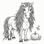 Long-Hair Unicorn Pumpkin Coloring Pages for Kids 2