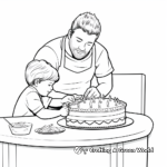 Lovely Dad Cutting the Birthday Cake Coloring Pages 3