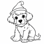 Lovely Dog with Christmas Hat Coloring Pages 1