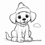 Lovely Dog with Christmas Hat Coloring Pages 2