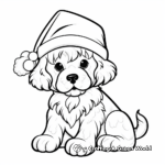 Lovely Dog with Christmas Hat Coloring Pages 3
