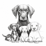 Loving Family of Black Labs Coloring Sheets 1